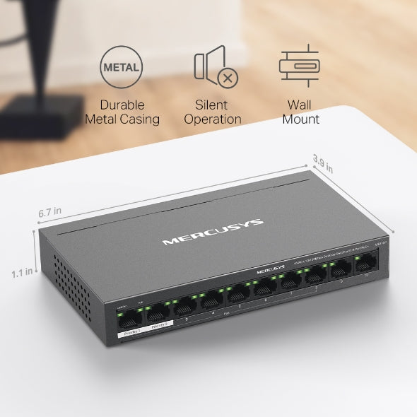 10-Port 10/100Mbps Desktop Switch with 8-Port PoE+ 10-Port 10/100Mbps Desktop Switch with 8-Port PoE+